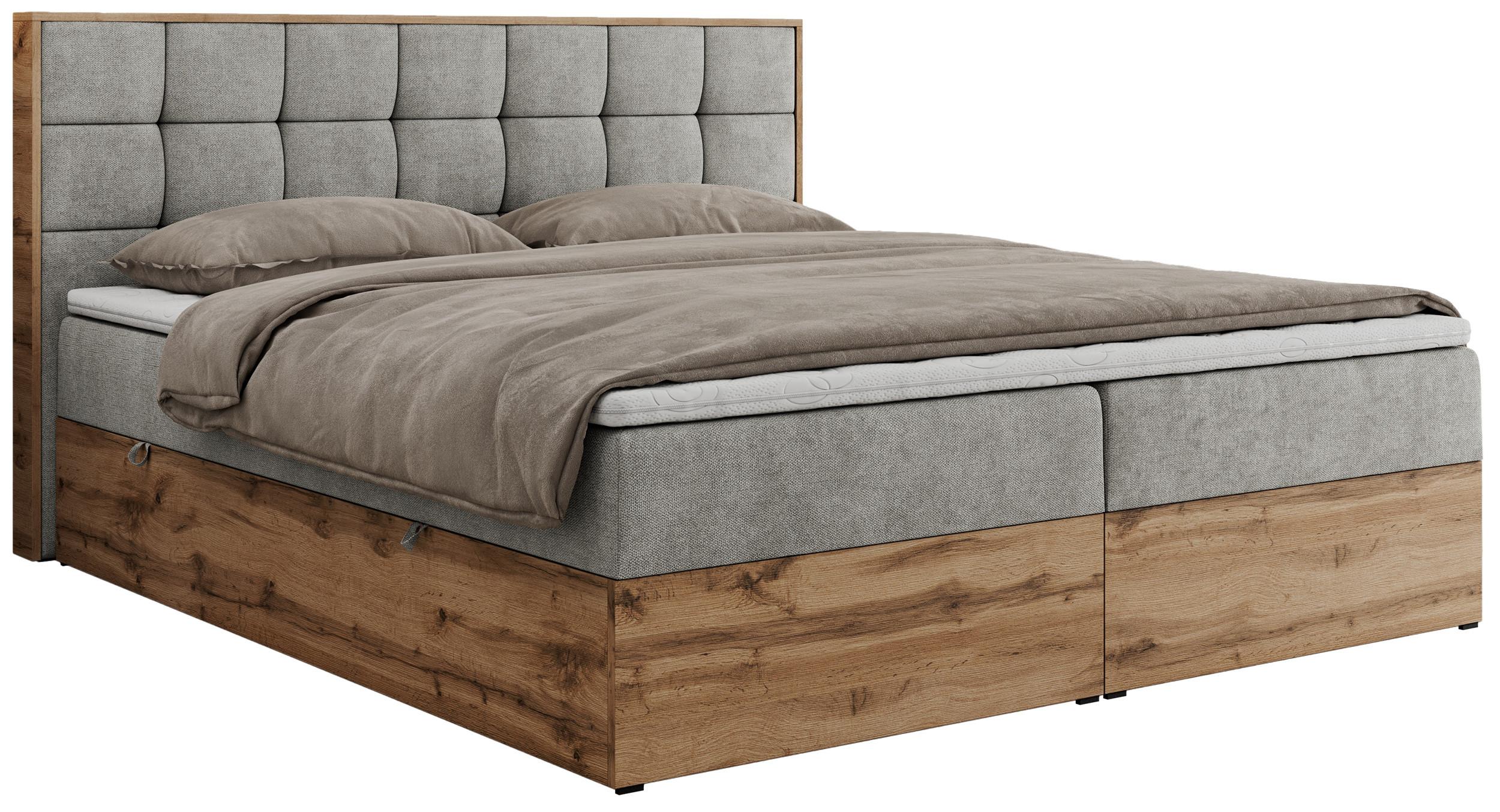 BOXBETT ALBERO 1 - 160/200 Grau Struktur - H4 - Grau, Holz/Textil (160/200cm) - MKS