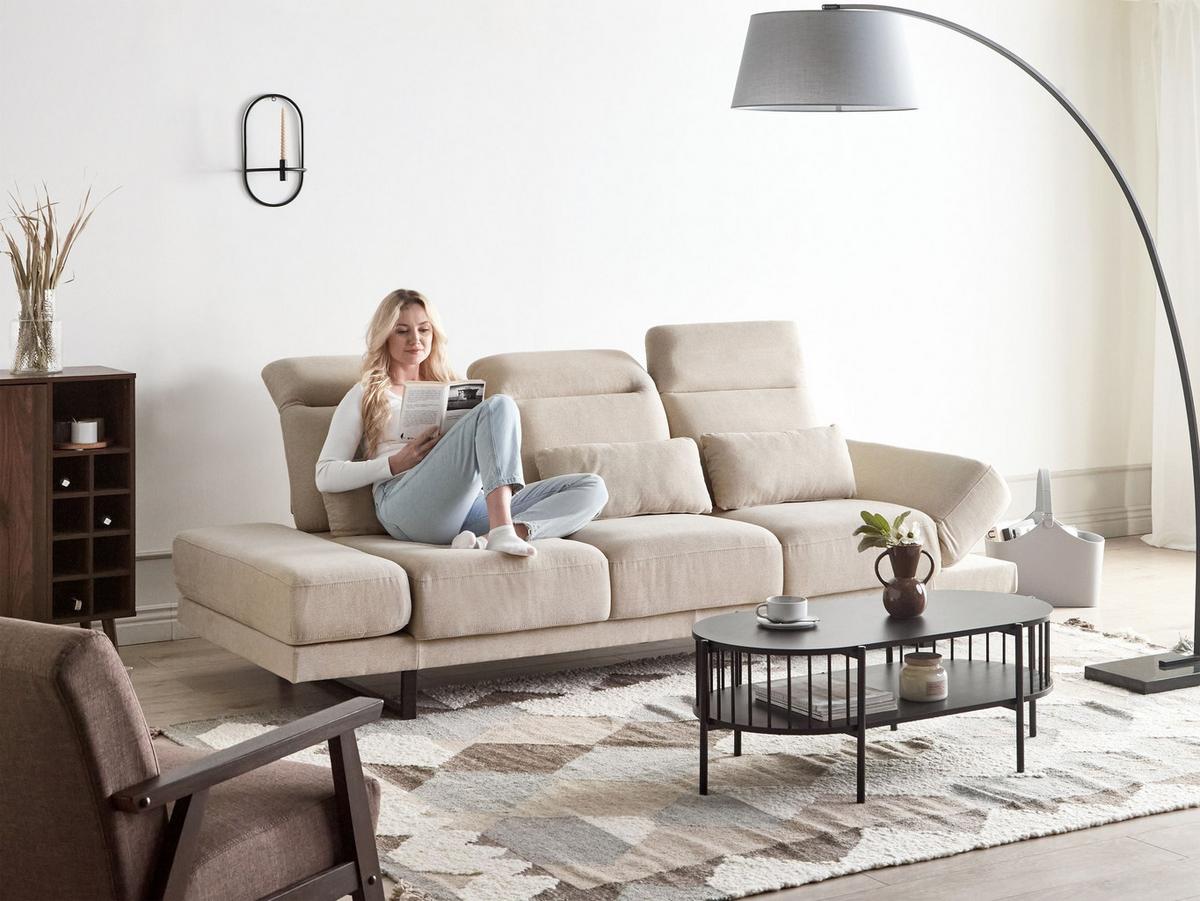 3-SITZER-SOFA Stoff Beige Ikast - Beige, Textil (255/87/105cm) - Beliani