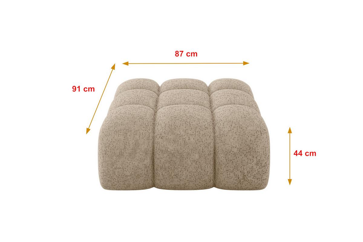 POUF OLEA-PUF 91x87x44 cm Braun Velours Modular Sitzhocker - Schwarz/Braun, Holzwerkstoff/Kunststoff (91/44/87cm) - ALTDECOR