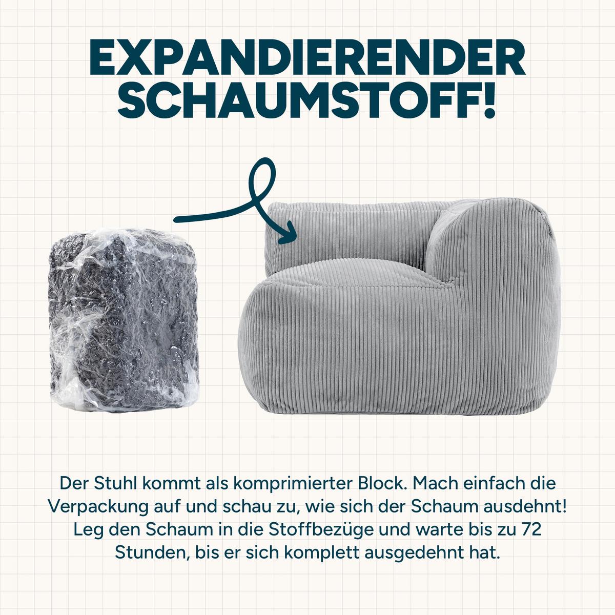 SITZSACK-ECKSESSEL ZEN modular Cord - Grau, Textil (100/68/100cm) - icon