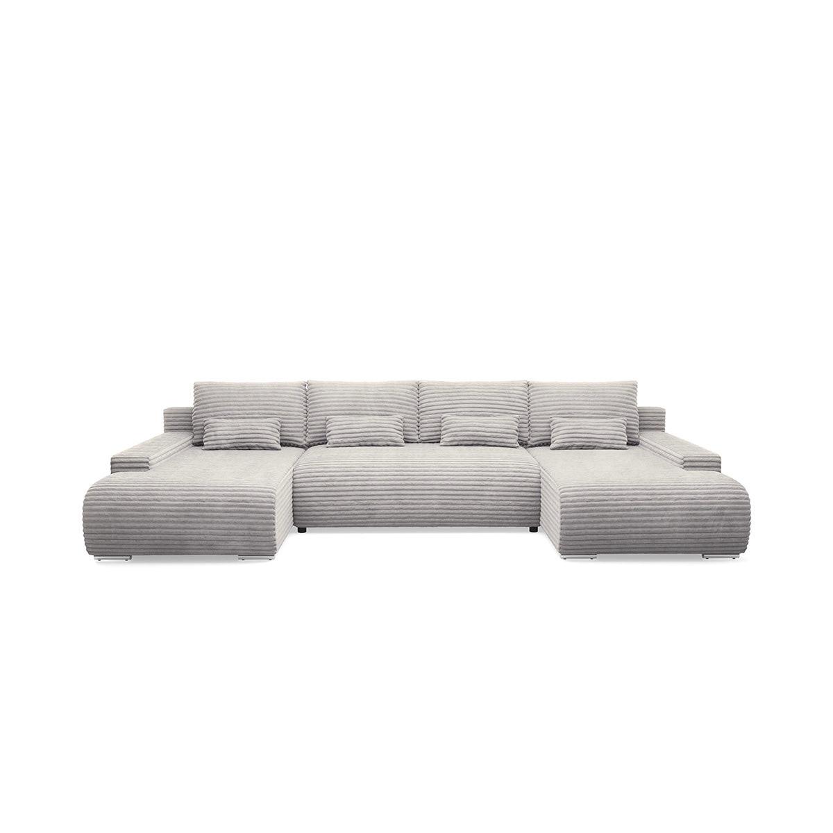 PANORAMASOFA Ivana 4 Sitzplätze Hellgrau - Hellgrau, Holz (350/85/172cm) - Petits-meubles