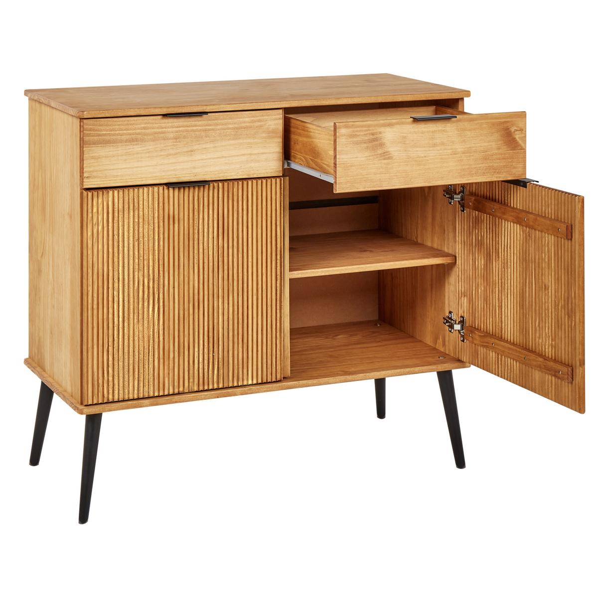 SIDEBOARD mit 2 Türen Kiefernholz Braun Timmins - Braun, Holz (100/90/45cm) - Beliani