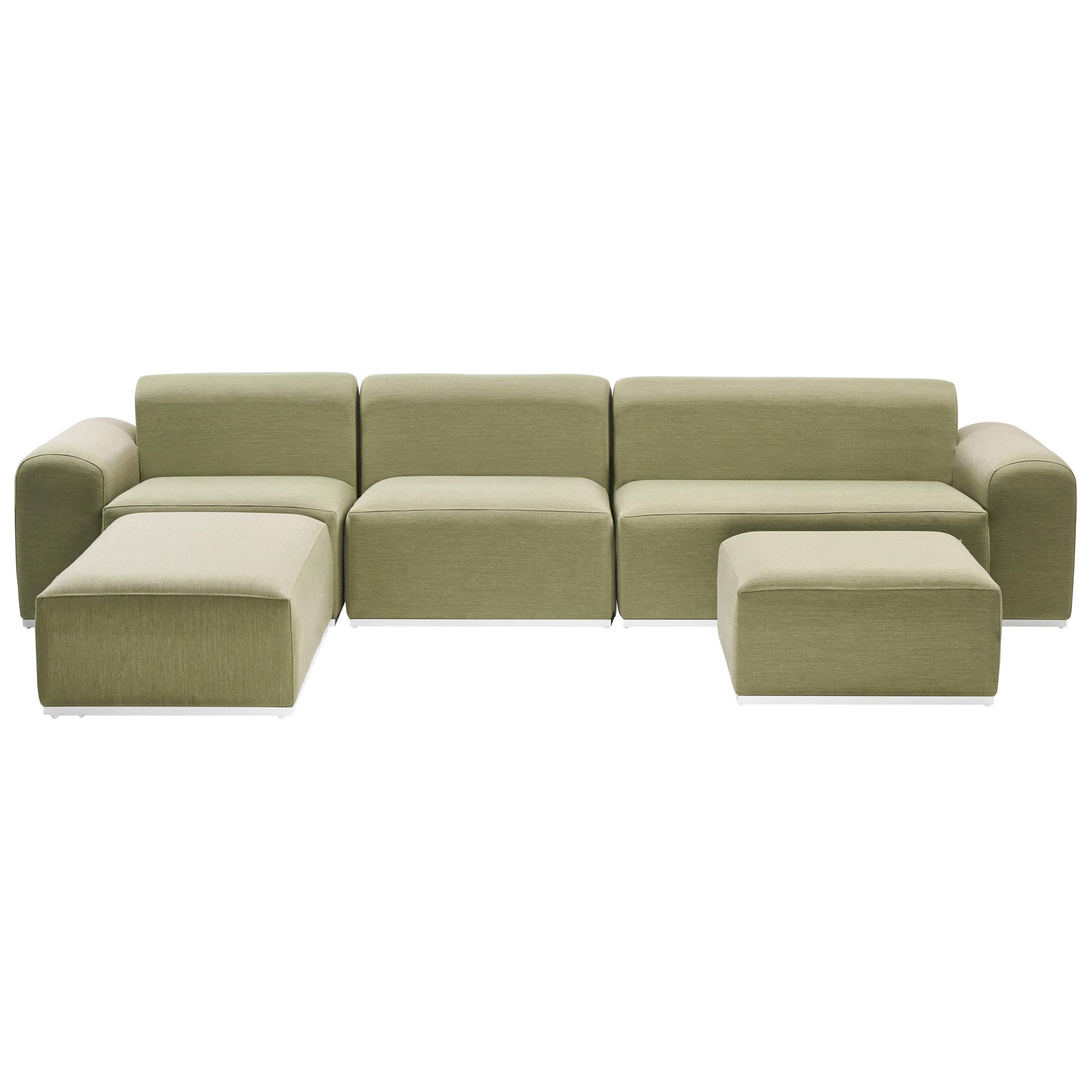 LOUNGE-SET 7-Sitzer Grün Battifollo - Weiß/Grün, Textil - Beliani