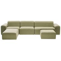 LOUNGE-SET 7-Sitzer Grün Battifollo - Weiß/Grün, Textil - Beliani