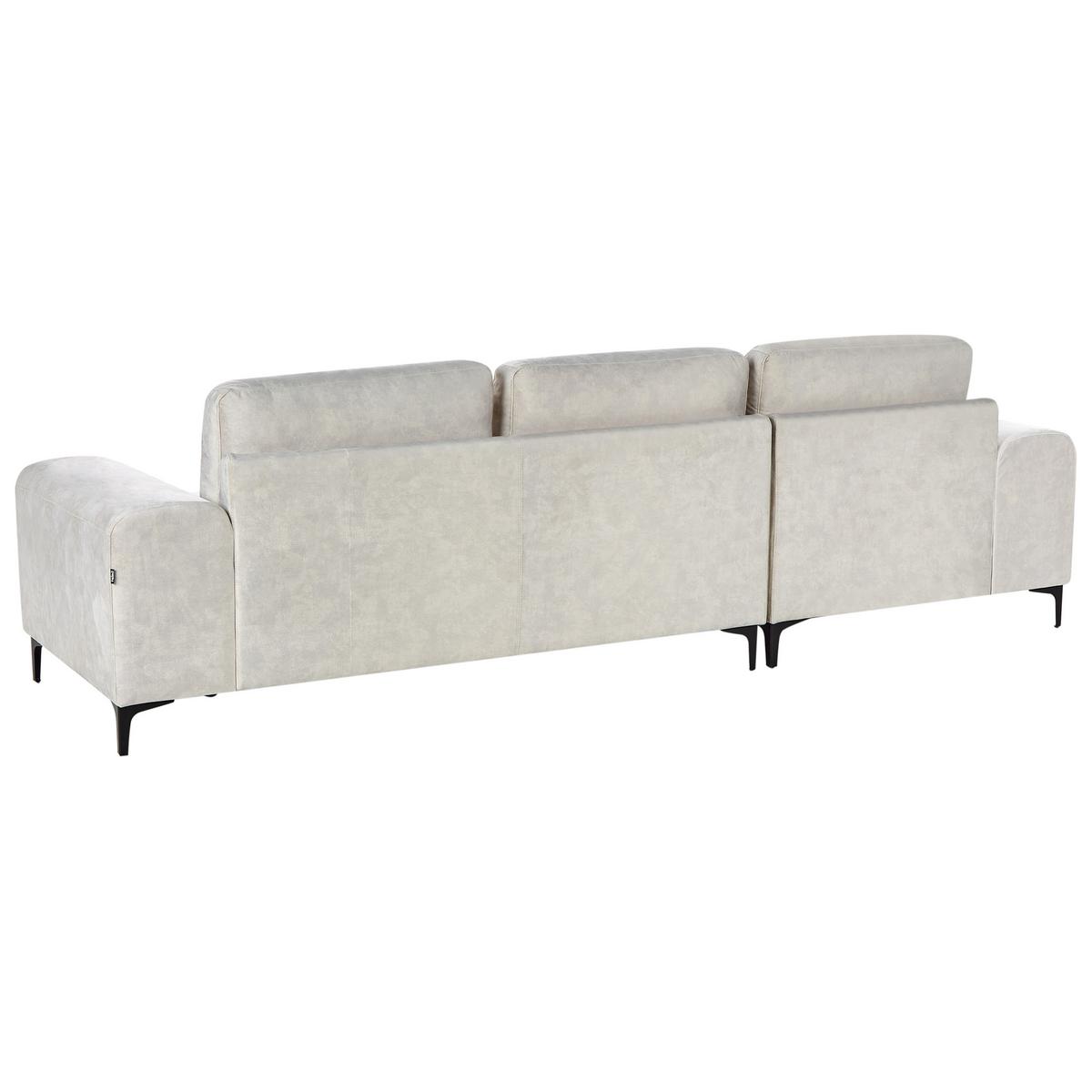 ECKSOFA 4-Sitzer Samtstoff Hellbeige rechtsseitig Kiruna - Beige/Schwarz, Textil (290/148cm) - Beliani