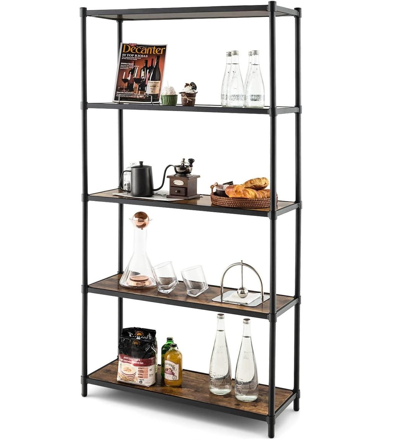 LAGERREGAL mit Flexibler Montage Braun - Braun, Holz (80/154/29cm) - COSTWAY