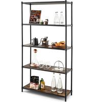 LAGERREGAL mit Flexibler Montage Braun - Braun, Holz (80/154/29cm) - COSTWAY