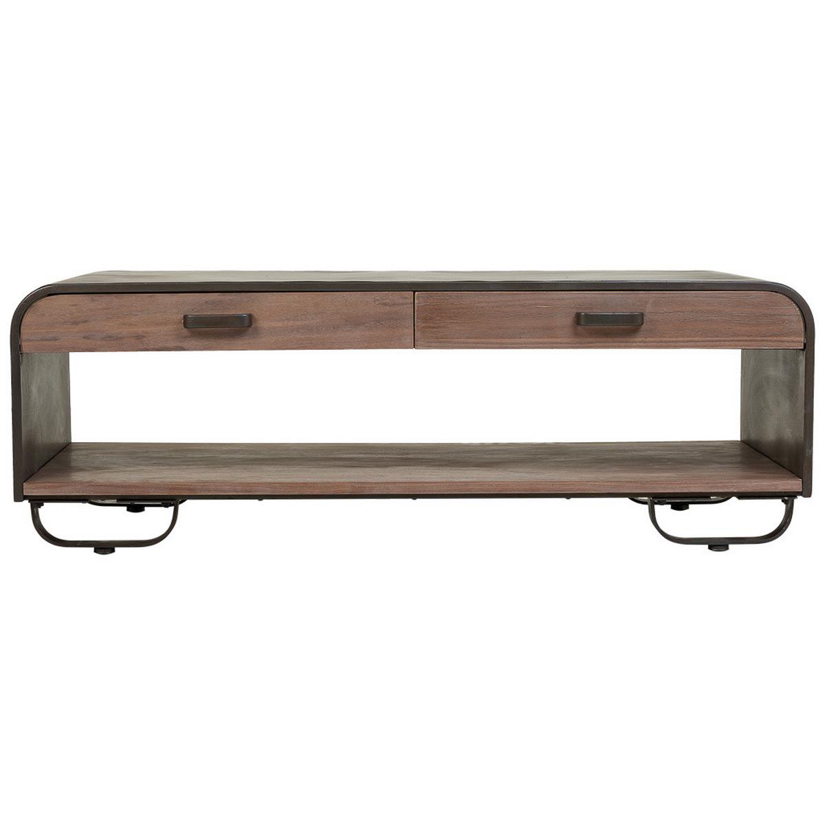 COUCHTISCH aus Holz und Metall schwarz 120x62x41 cm - Braun, Holz (62/120/41cm) - Wanderlust