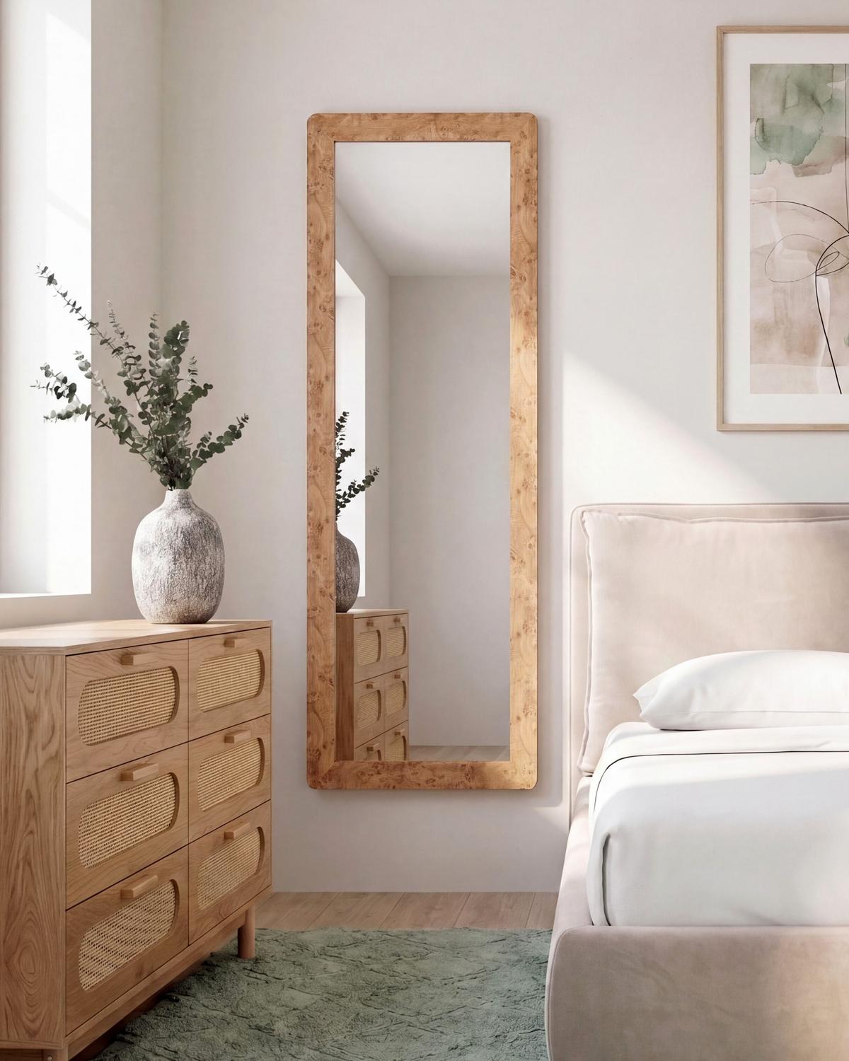WANDSPIEGEL 50/160 cm Hellbraun Galan - Hellbraun/Braun, Holzwerkstoff (50/160/2cm) - Beliani