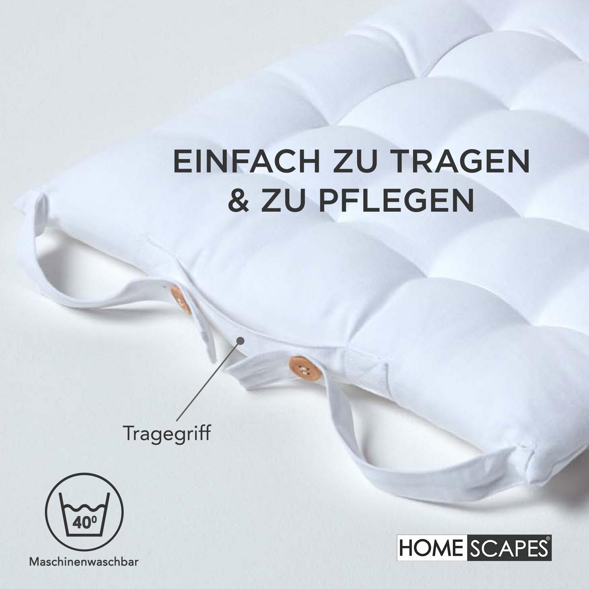 STUHLKISSEN 4er-Set weiß 40/40/6,5 cm - Weiß, Textil (40/40/6.5cm) - Homescapes