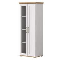 VITRINE weiß Lärche, Eiche Artisan 64 cm, Vitrinenschrank im Landhaus-Stil - Silberfarben/Schwarz, Holzwerkstoff/Kunststoff (64/161/37cm) - Inn.Furn