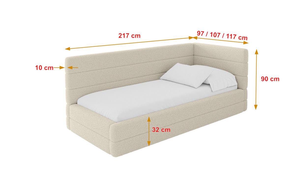 EINZELLBETT Jugendbett mit Bettkasten, Links - BEMY 90x200 Dunkelbeige - Cappuccino, Holzwerkstoff/Textil (90/200cm) - ALTDECOR