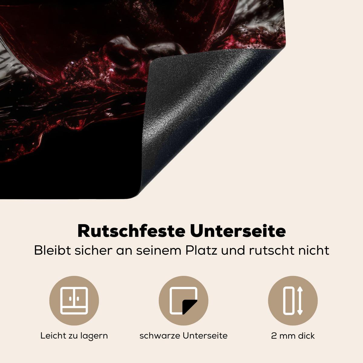 HERDABDECKPLATTE Kirsche - Rot - Frucht - Wasser - Schwarz Induktionsmatte 78x78 cm - Kirschrot, Kunststoff (78/78/0.2cm) - MuchoWow