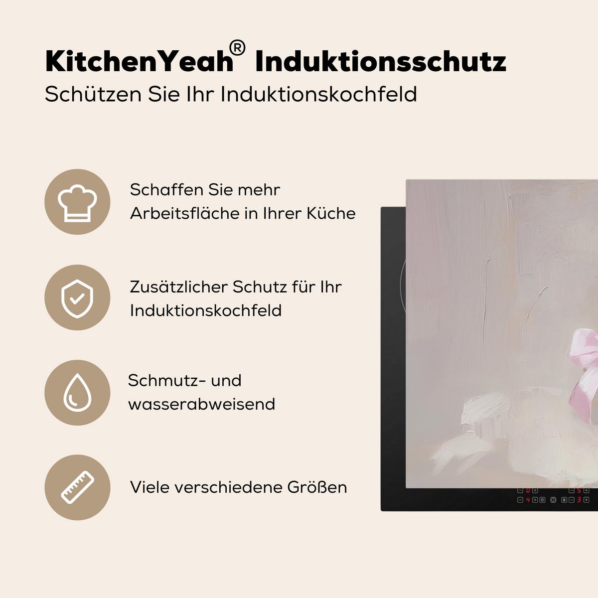 HERDABDECKPLATTE Korb - Eier - Rosa Induktionsschutz 91.2x52 cm - Beige, Kunststoff (91.2/52/0.2cm) - MuchoWow