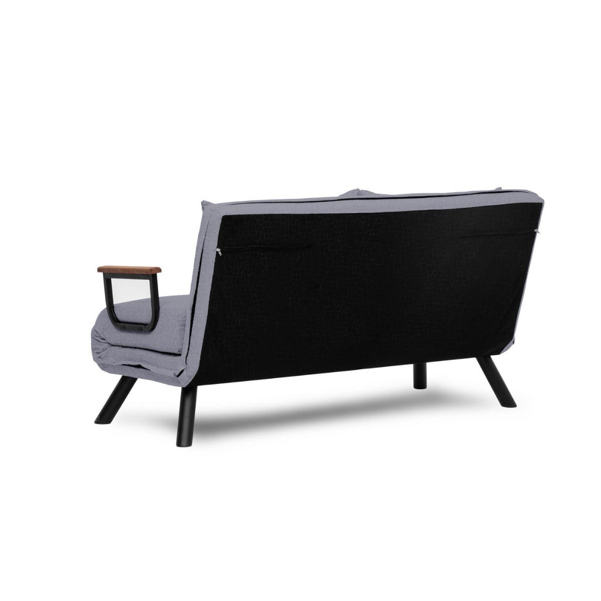 SCHLAFSOFA für 2 Personen mit Stoffbezug und Metallfüßen 133/50/41 cm - Grau, Metall (50/41/133cm) - Calicosy