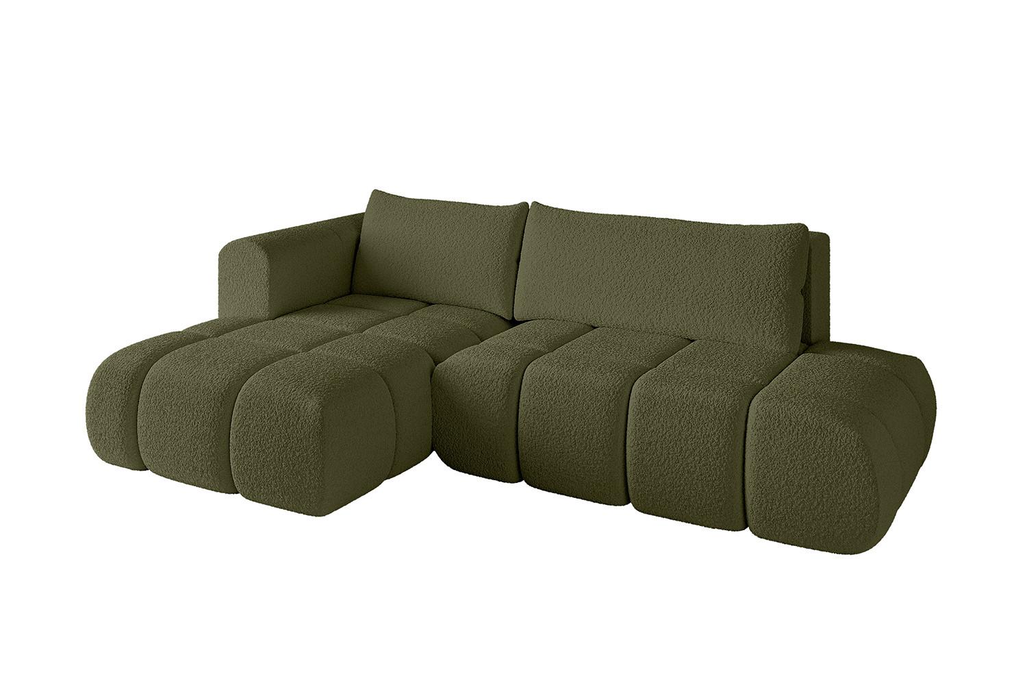 ECKSOFA Ottomane Links CLOUD-L 280x185x90 Grün Bouclé - Grün, Holzwerkstoff/Kunststoff (280/185cm) - ALTDECOR