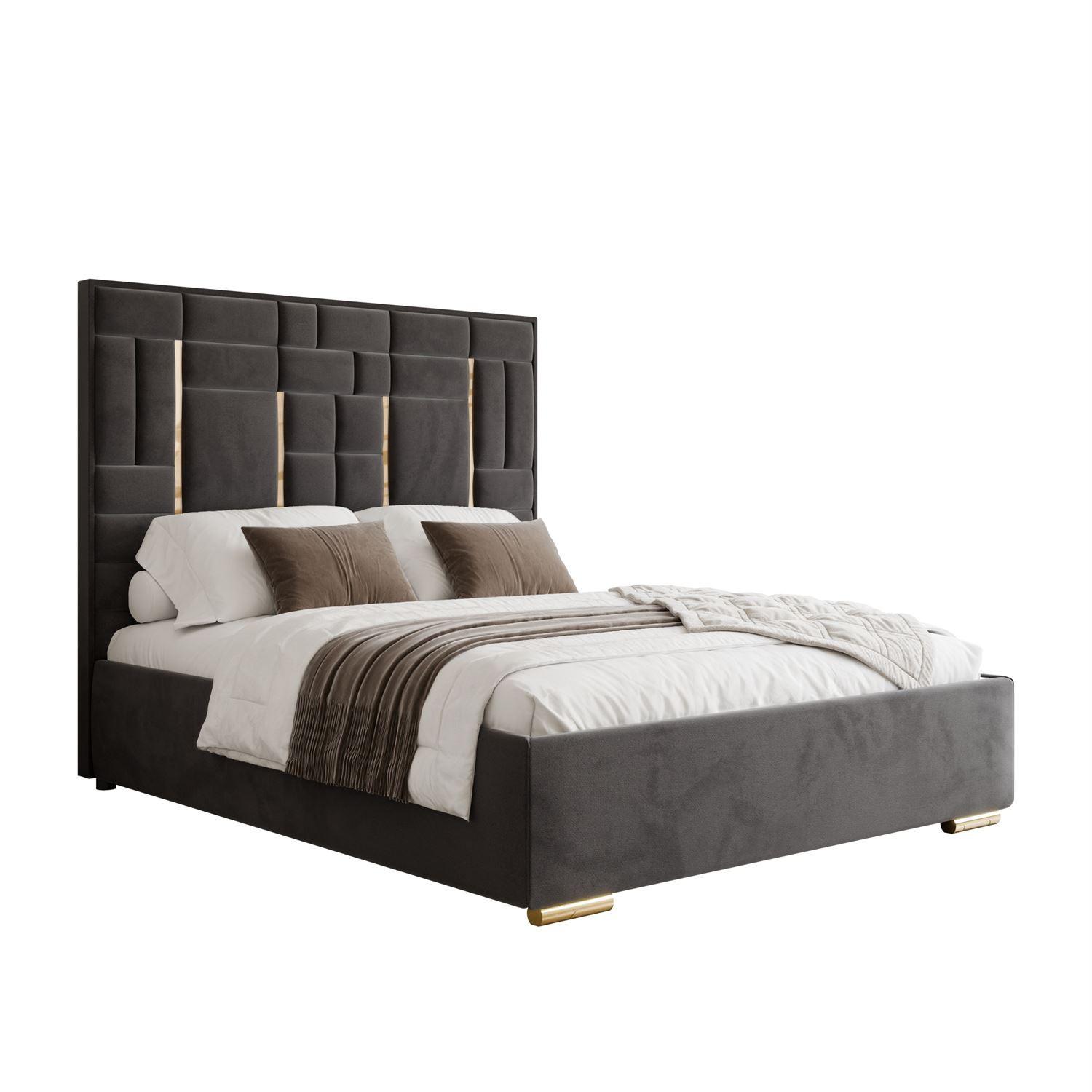 POLSTERBETT BRIGITTE GOLD mit Bettkasten 160x200 cm Element 01 - Anthrazit, Textil (160/200cm) - Lookway