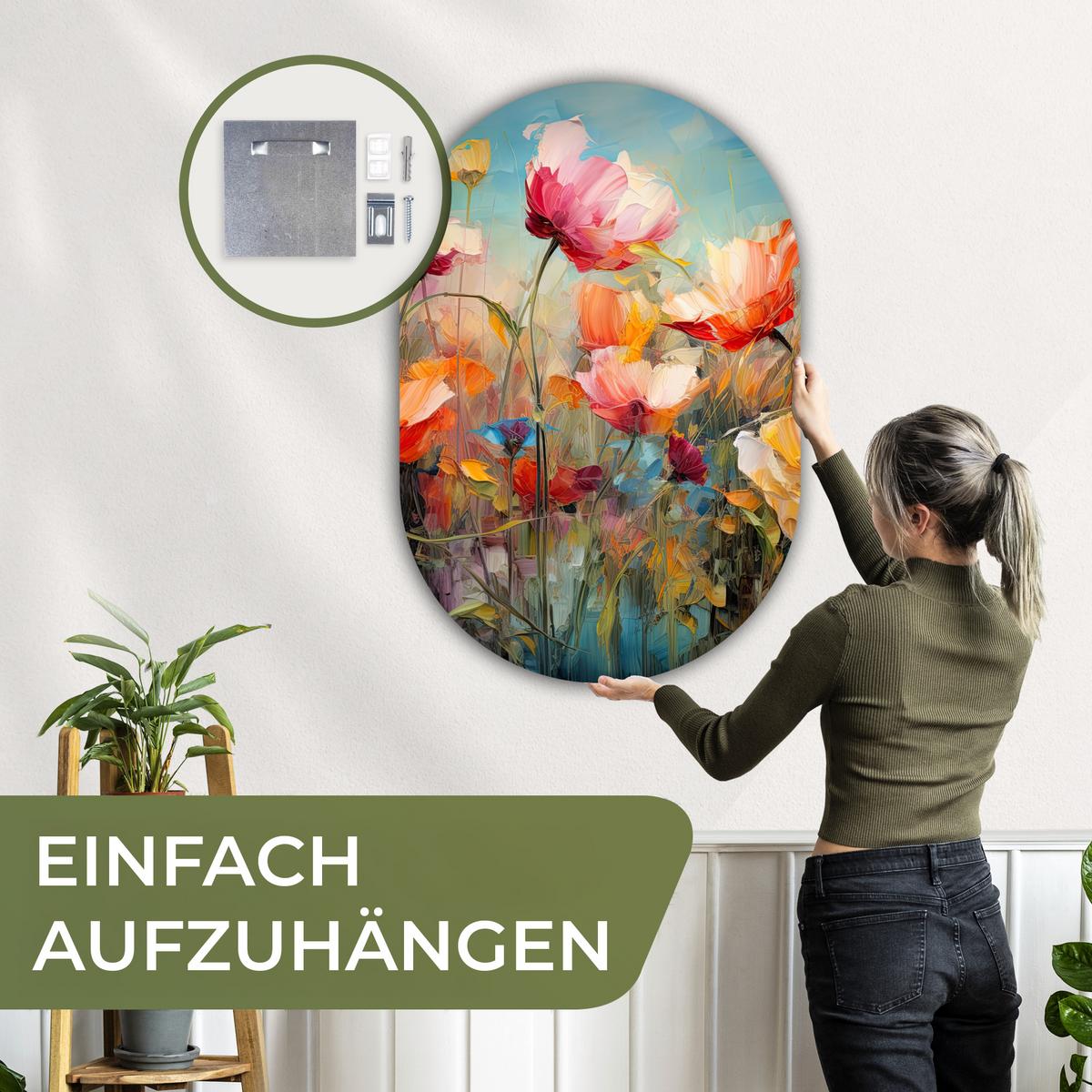 WANDBILD Blumen - Aquarell - Kunst - Botanisch - Natur Deko Groß 80x120 cm - Orange, Kunststoff (80/120cm) - MuchoWow