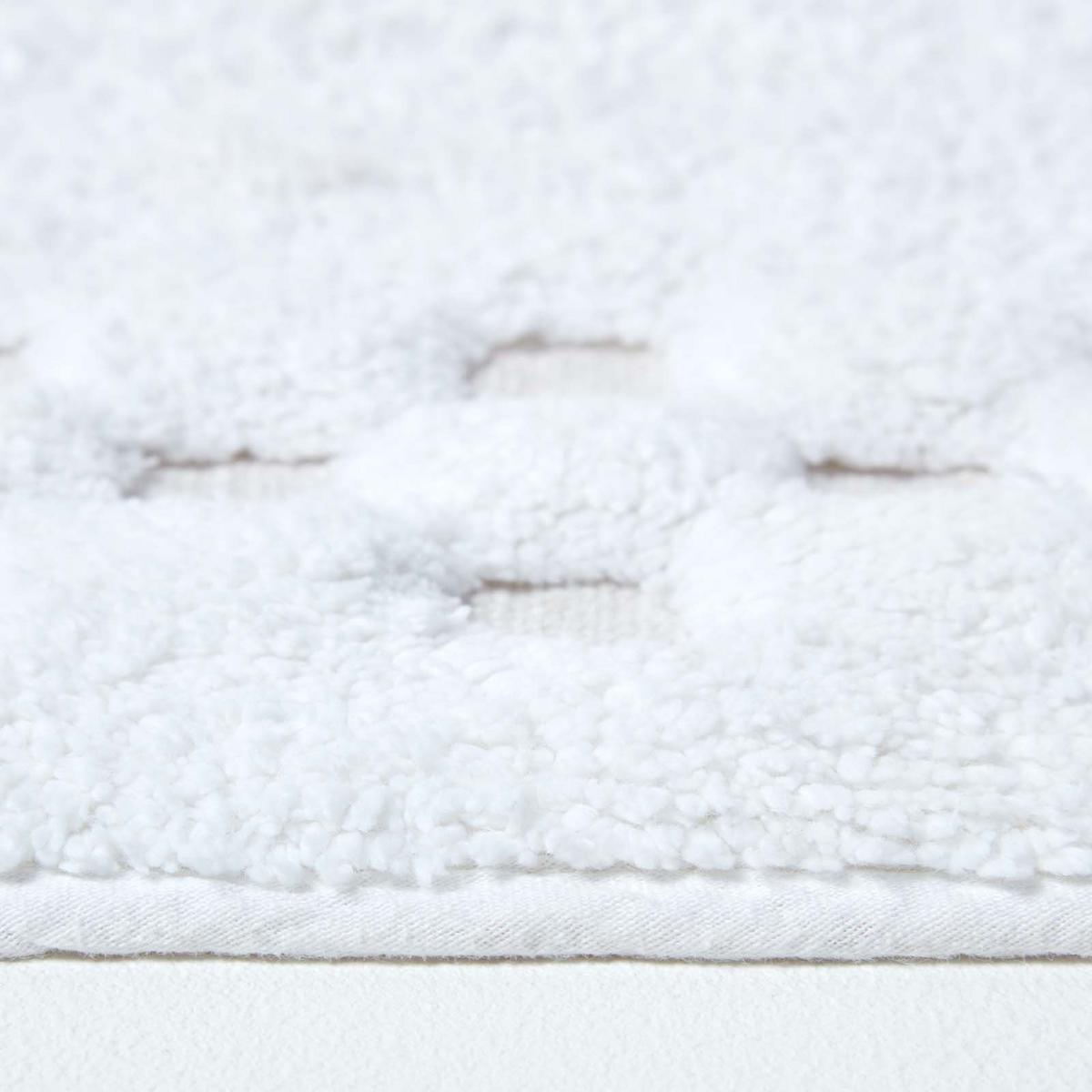 BADEMATTE 45/75 cm Karo-Bordüre, Baumwolle - Weiß, Textil (45/75cm) - Homescapes