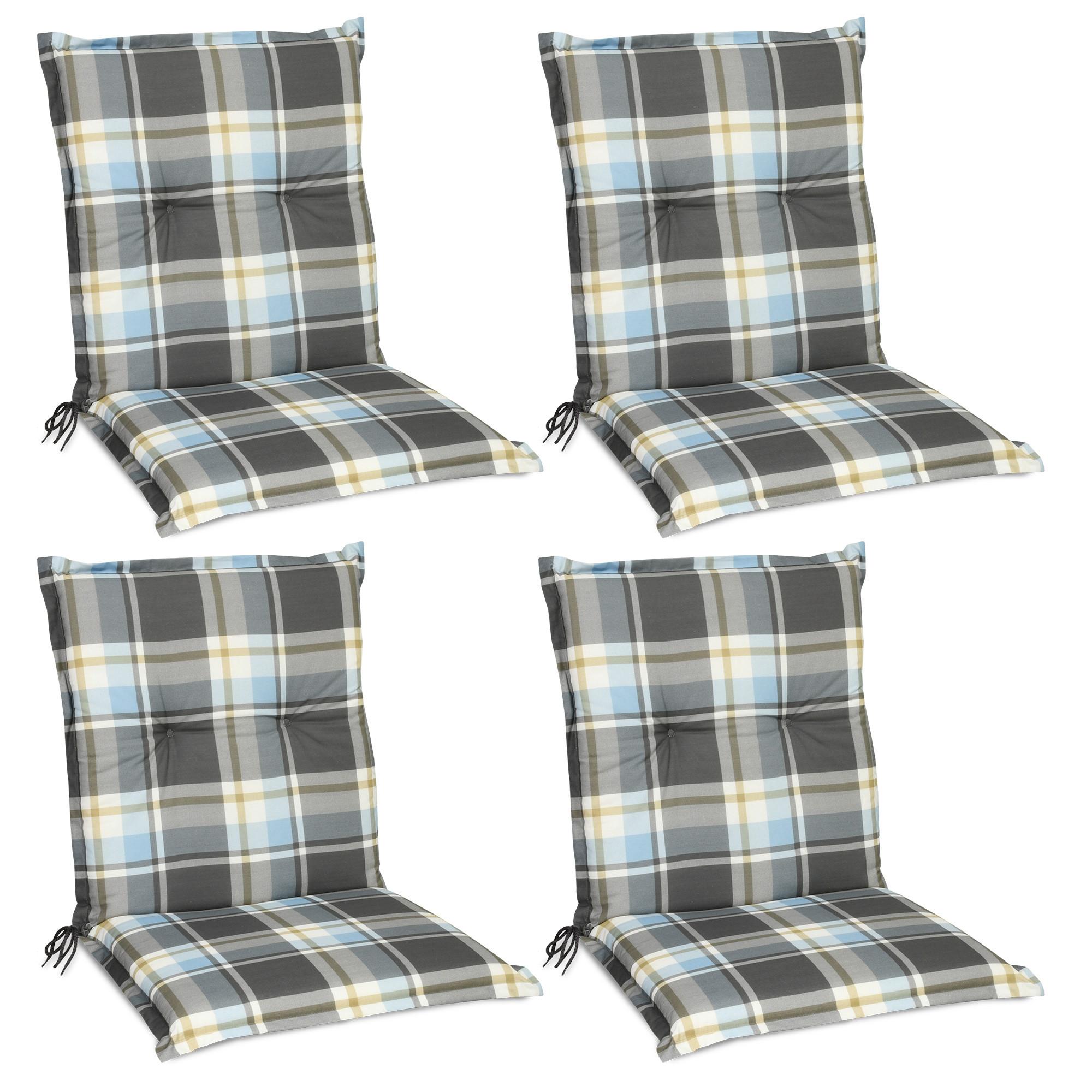 NIEDERLEHNERAUFLAGE Sunny BK 100/50/6cm Blau-Kariert 4tlg - Blau, Textil (50/6/100cm) - Beautissu 