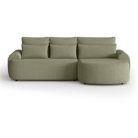 ECKSCHLAFSOFA Olivio L Hellgrün, rechts - Schwarz/Hellgrün, Kunststoff/Textil (266/170cm) - Beautysofa