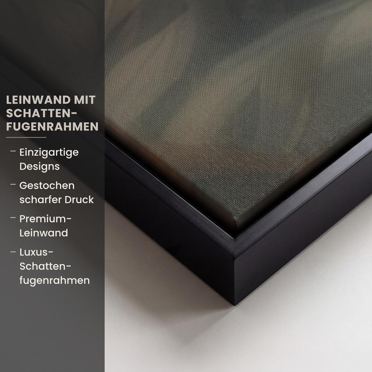 LEINWAND Bilder mit Rahmen - Löwe - Wildtiere - Pflanzen - Natur - Blumen - 80x120 - Beige, Textil (80/120cm) - MuchoWow