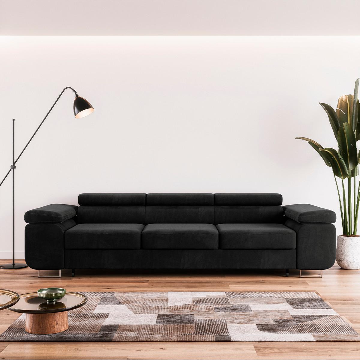 SCHLAFSOFA Lyam 3 Sitzplätze Schwarz - Schwarz, Holzwerkstoff (275/69/100cm) - Petits-meubles
