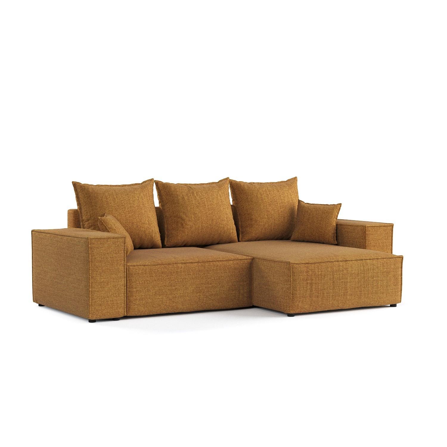ECKSOFA SENSO mit Schlaffunktion Honiggelb im City Stoff - Schwarz/Honig, Holz/Holzwerkstoff (255/148cm) - AltaBeds