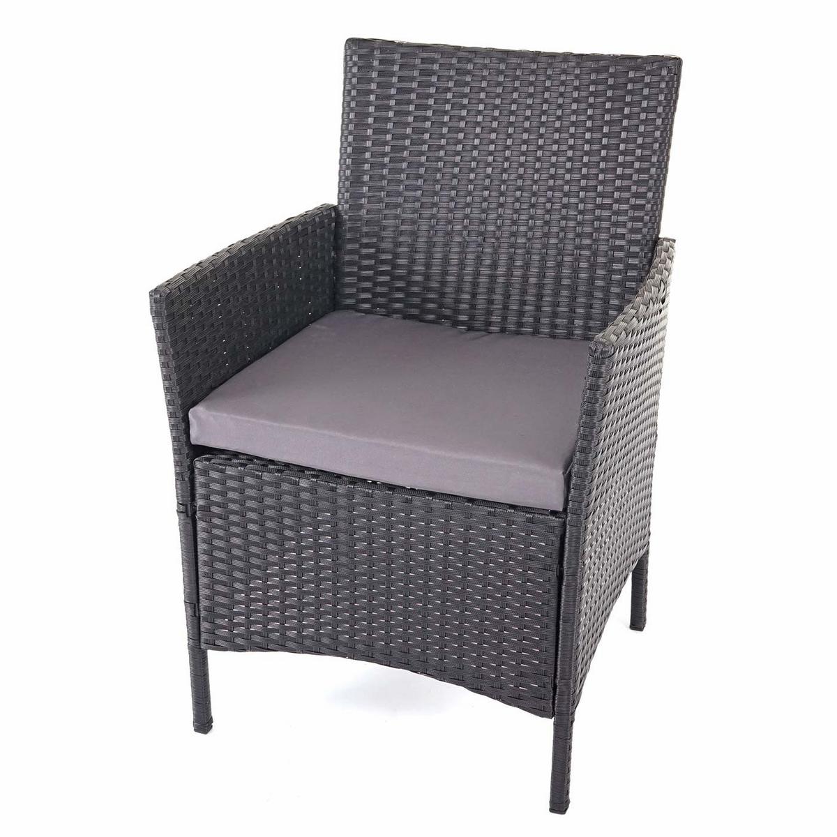 POLY-RATTAN GARNITUR Schwarz, Anthrazit - Anthrazit/Schwarz, Kunststoff - MCW