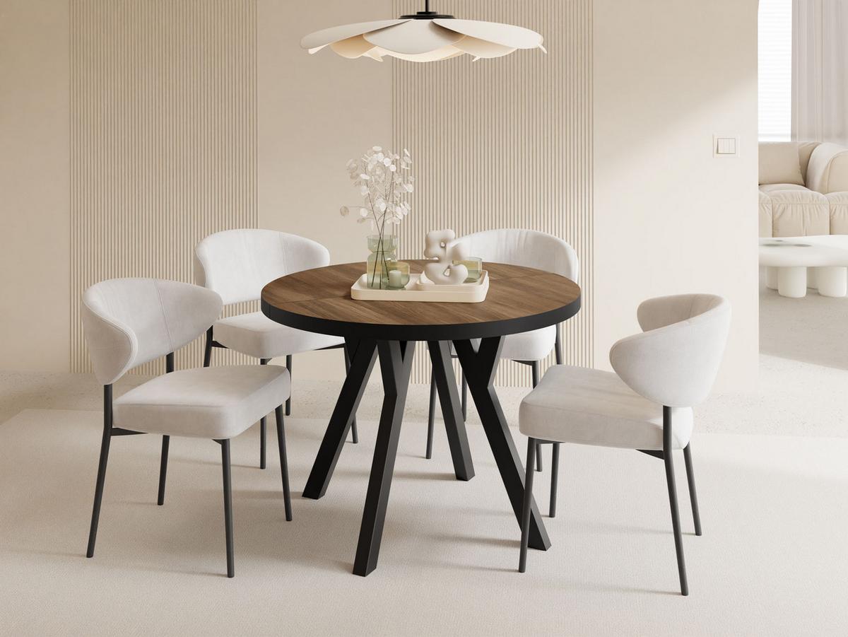 ESSTISCH Twixy XXL groß rund oval ausziehbar, Eiche Dunkelbraun Rustikal 100-300/100/76 cm - Kastanienfarben/Schwarz, Holz/Holzwerkstoff (100/300/76cm) - WFL GROUP