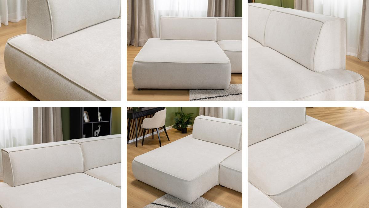 ECKSOFA Zuno, Seite: Links - Creme/Schwarz, Holz/Kunststoff (254/162cm) - MIRJAN24
