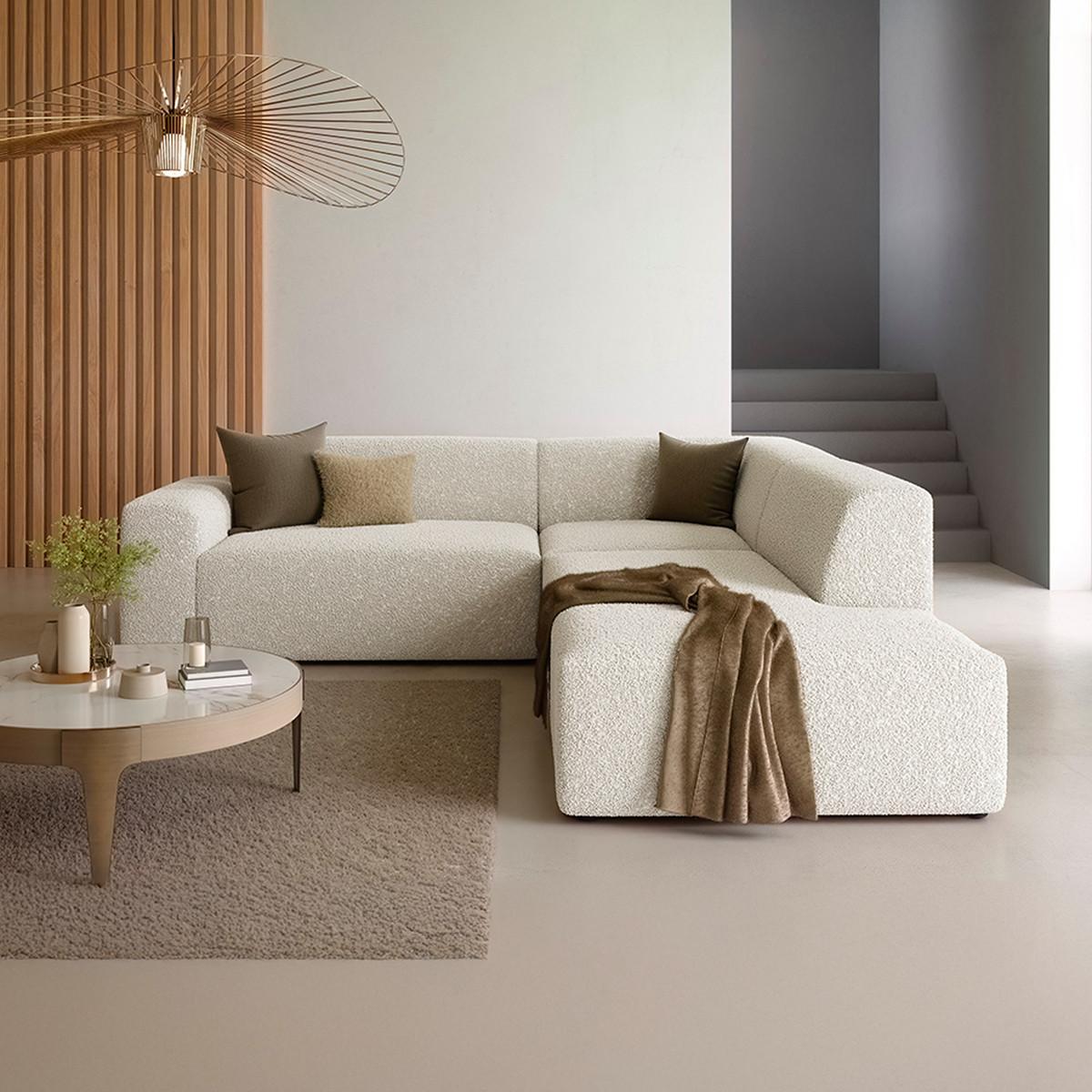 ECKSOFA Torino 5 Sitzplätze Beige - Beige, Holz (254/264cm) - Petits-meubles