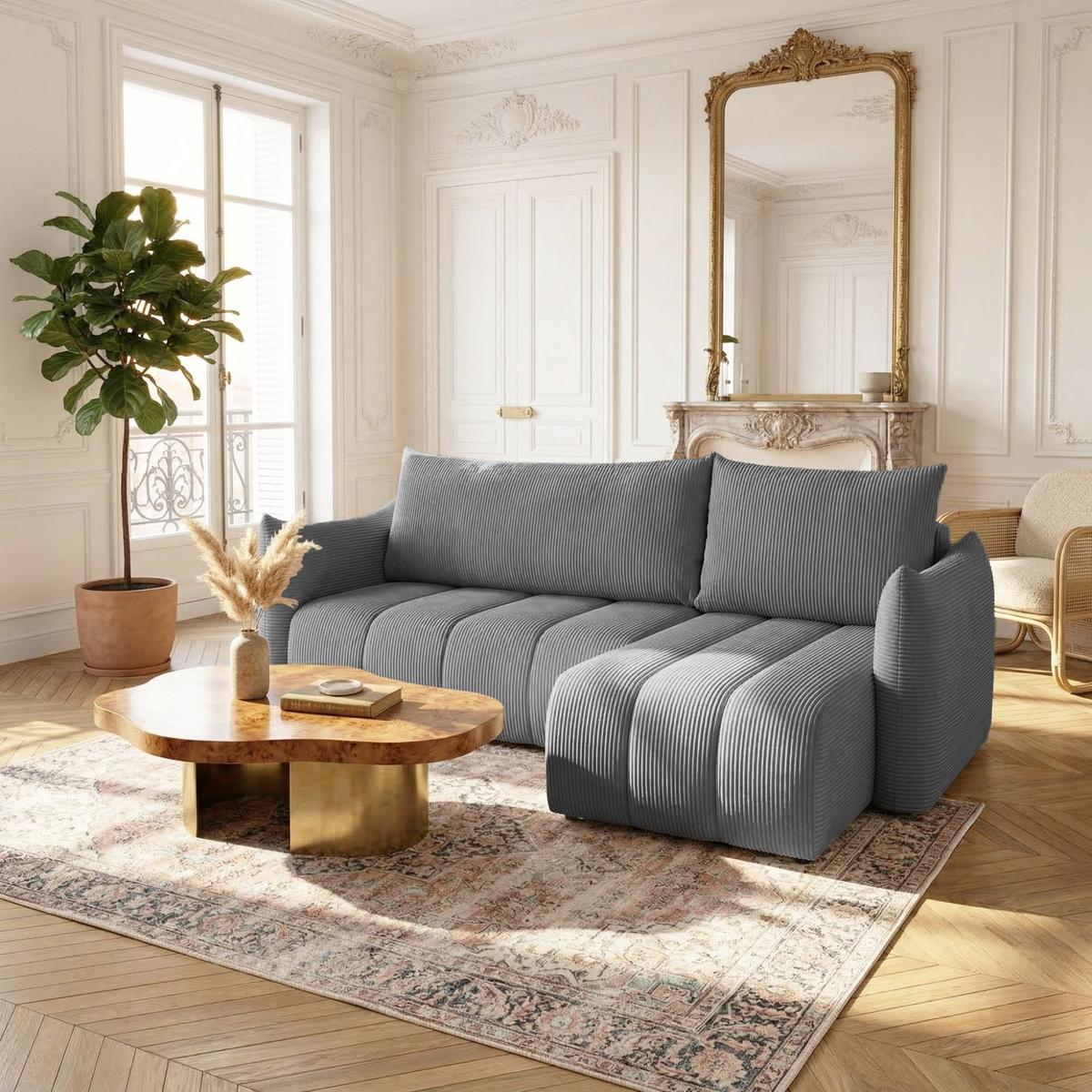 ECKSOFA Ontario Xs Mit Schlaffunktion - Grau, Holzwerkstoff/Textil (226/154cm) - Fun Möbel