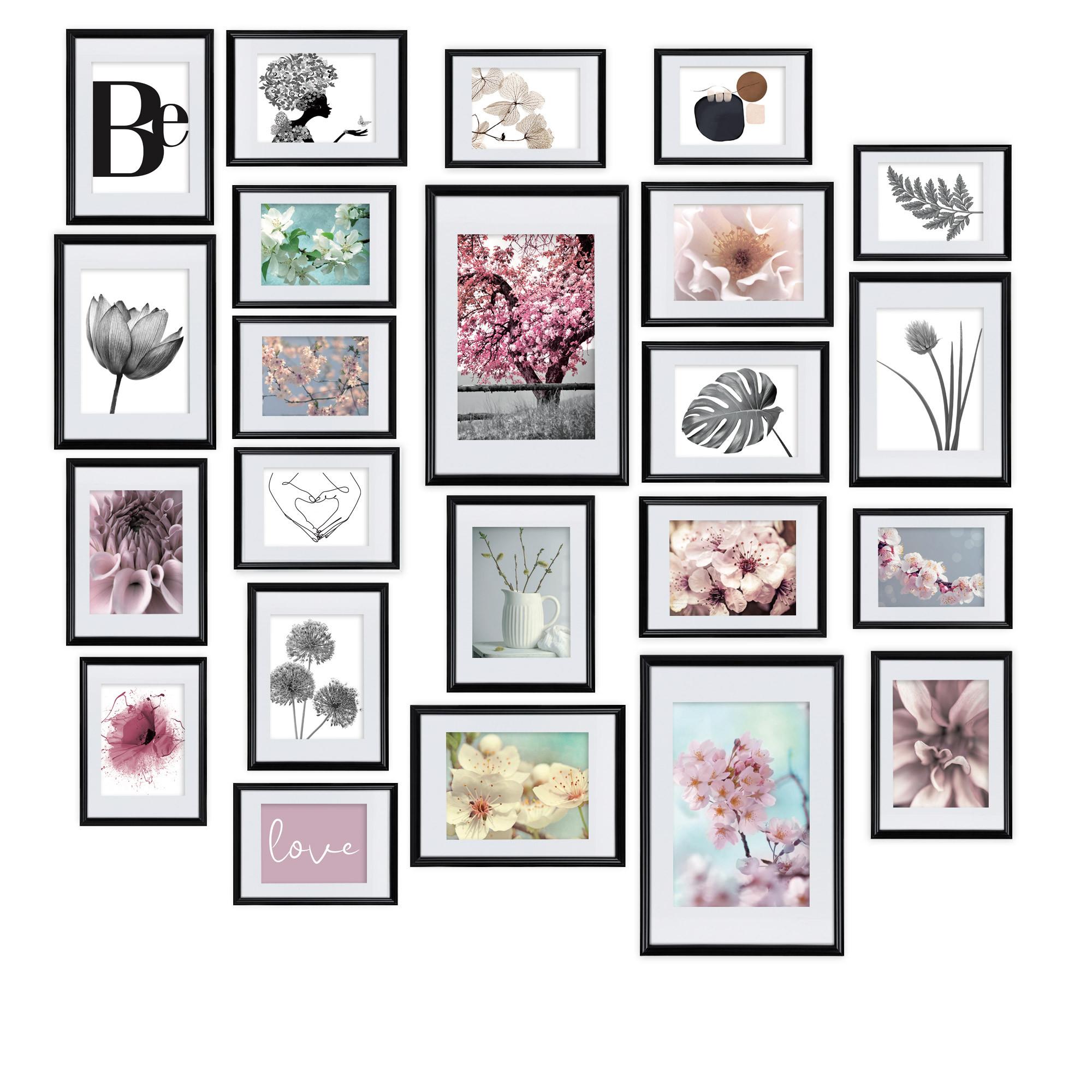 BILDERRAHMEN Blossom Kunststoff Schwarz (24tlg) - Schwarz, Kunststoff (26/2cm) - BoMoe