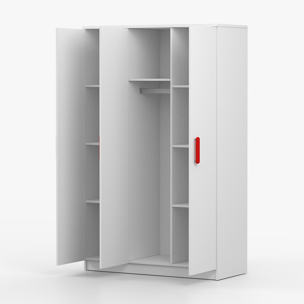 KLEIDERSCHRANK Jonas I 2D 19, 120/192/50, 3-türig, weiß - Weiß, Holzwerkstoff (120/194/50cm) - imoebel24