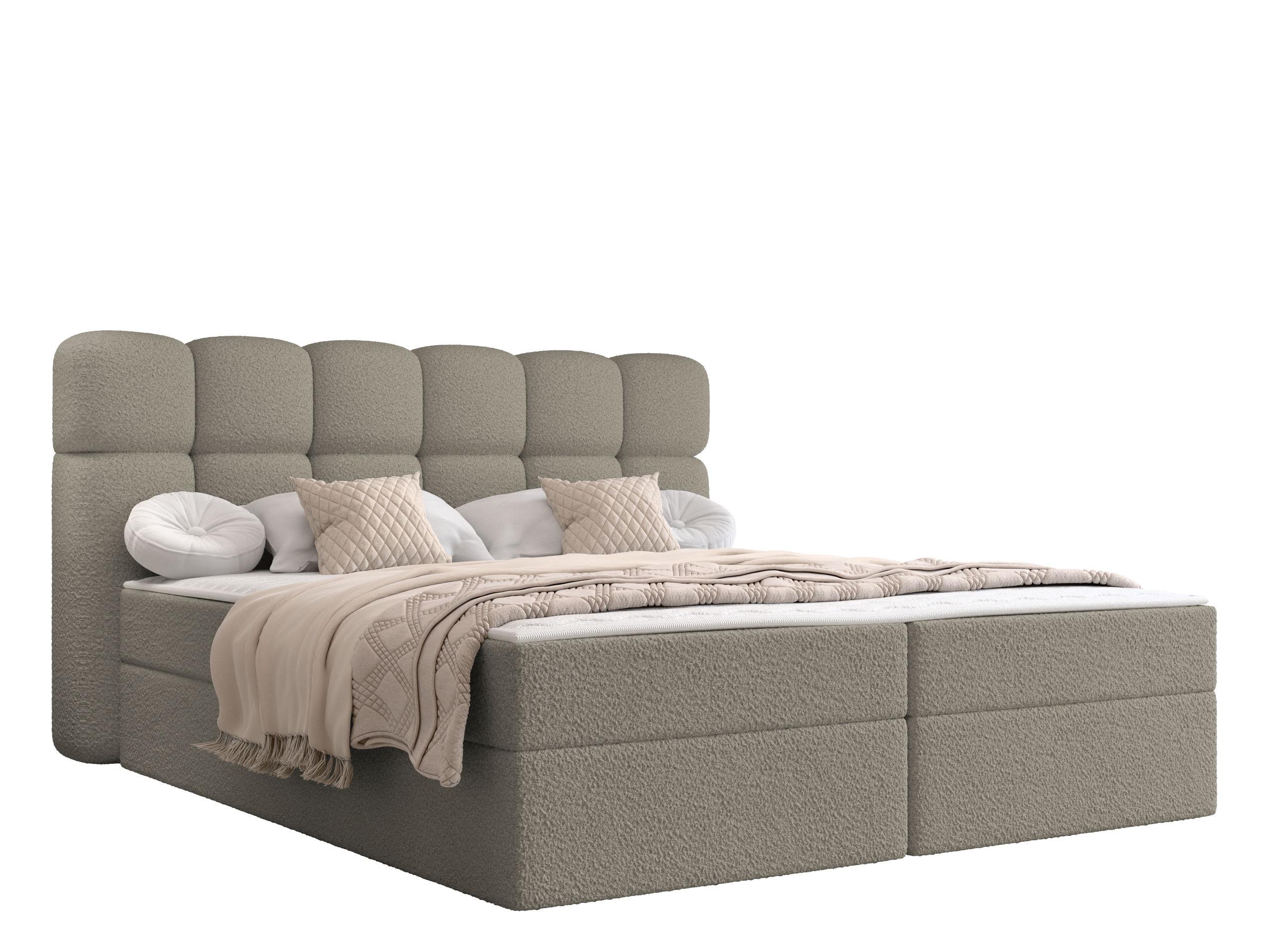 BOXBETT Softi 2 Boucle - H3 - Schwarz/Cappuccino, Holz/Holzwerkstoff (160/200cm) - MIRJAN24