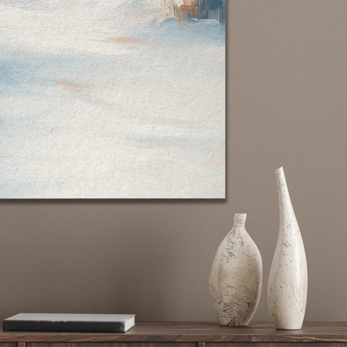 AKUSTIKBILD Wald - Winter - Natur - Abstrakt - Schnee Kunstdruck Schlafzimmer 50x70 cm - Weiß, Kunststoff (50/70/0.9cm) - MuchoWow