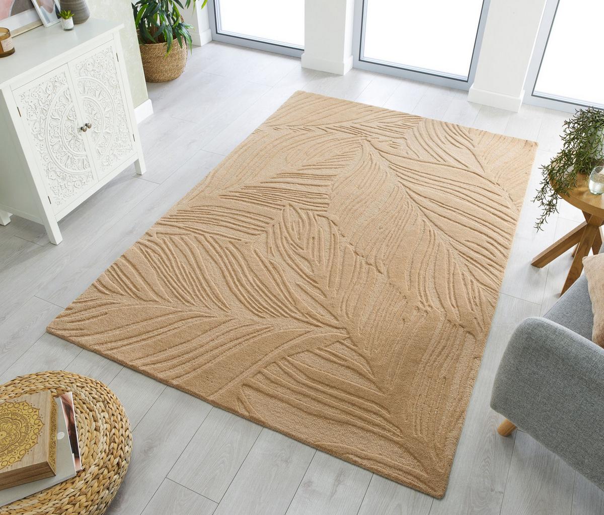 WOLLTEPPICH LEVEN, floral, Braun, 120 x 170 cm - Braun, Textil (120/170cm) - KADIMA DESIGN