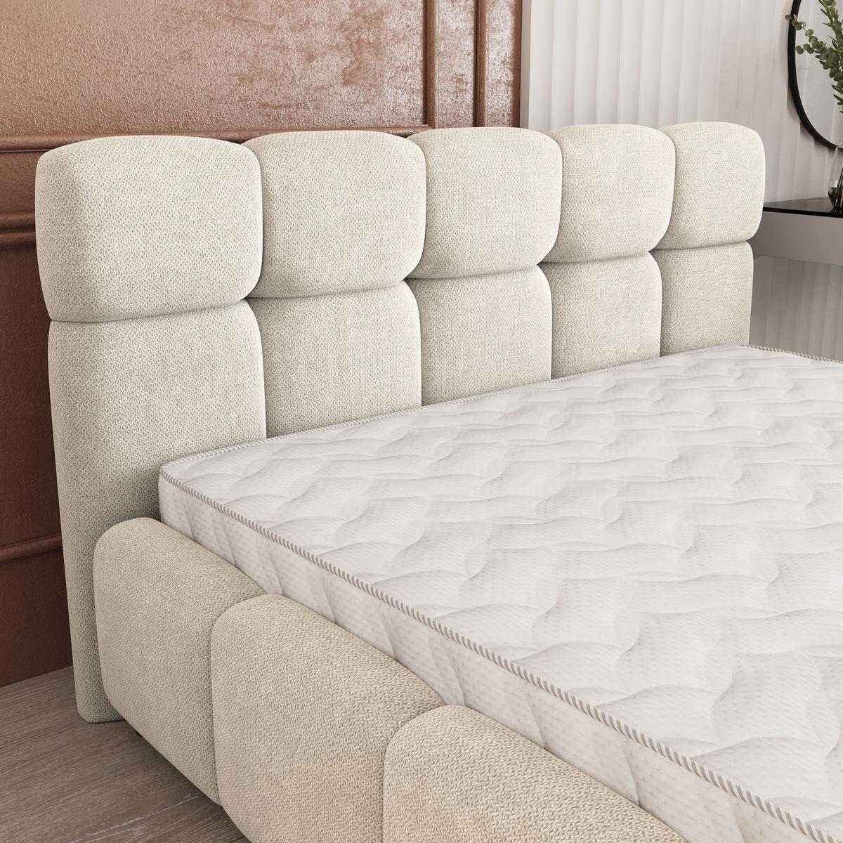 POLSTERBETT FARU SR 120x200 cm mit Bettkästen - Creme - Creme, Holz (120/200cm) - MASSENO