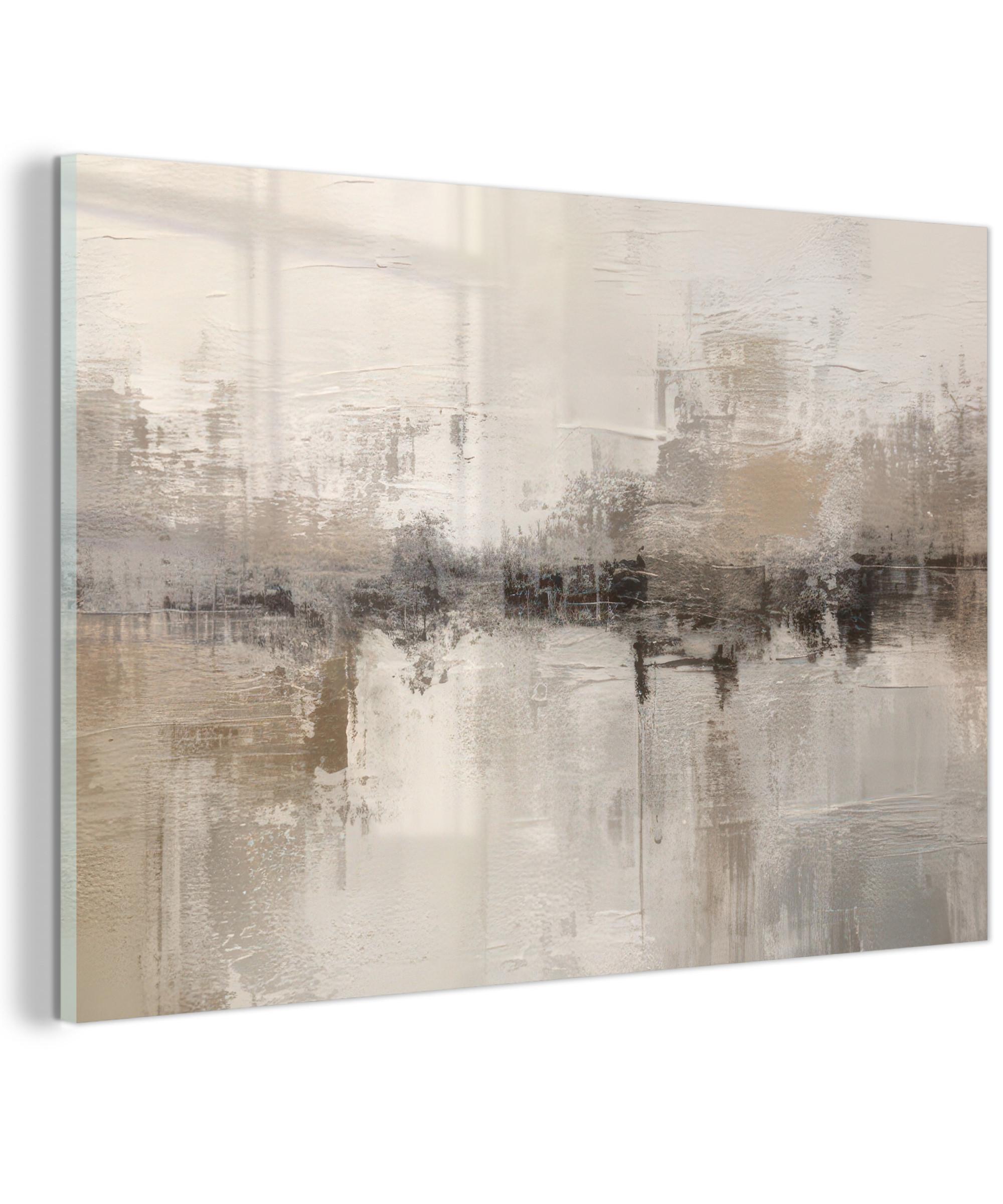 ACRYLGLASBILD Moderne Kunst - Abstrakt - Beige Wanddeko 60x40 cm - Beige, Glas (60/40cm) - MuchoWow