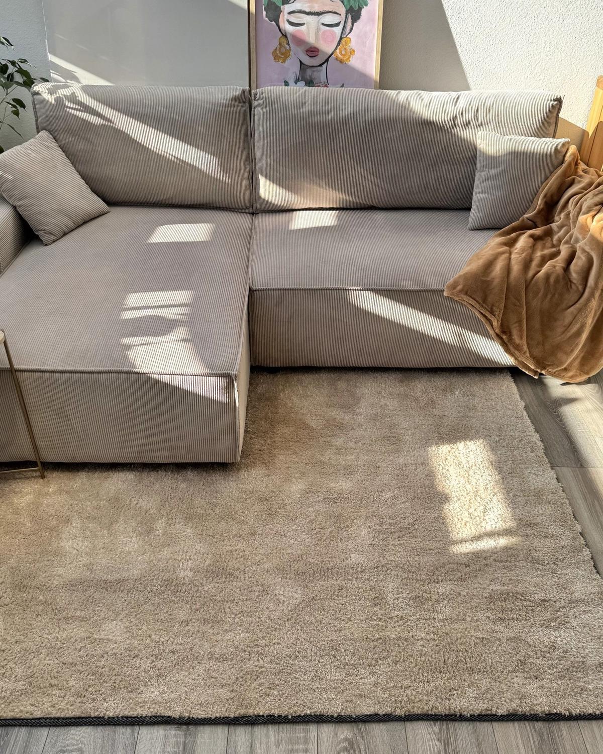 SHAGGY-TEPPICH Demre 200/200 cm - Beige, Kunststoff (200/200cm) - Beliani