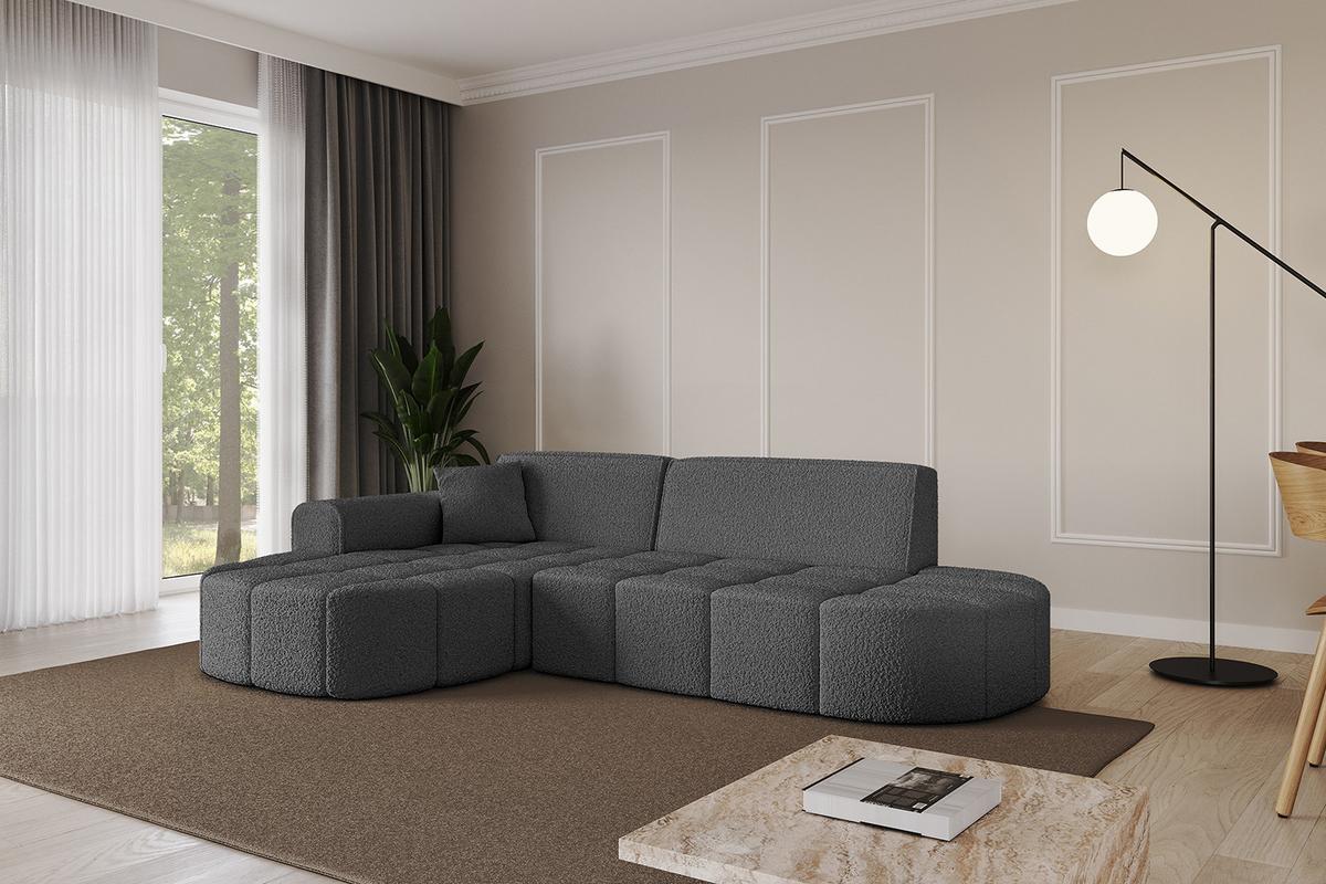 ECKSOFA Ottomane Links LIVO-L1 - 252x173x79,5 cm Grau - Grau, Holzwerkstoff/Textil (252/173cm) - ALTDECOR