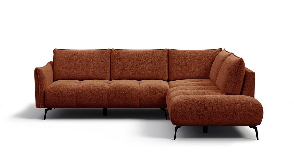 ECKSOFA AERA 5-Sitzer rechts, orange - Schwarz/Orange, Holz/Textil (268/206cm) - Wozimo