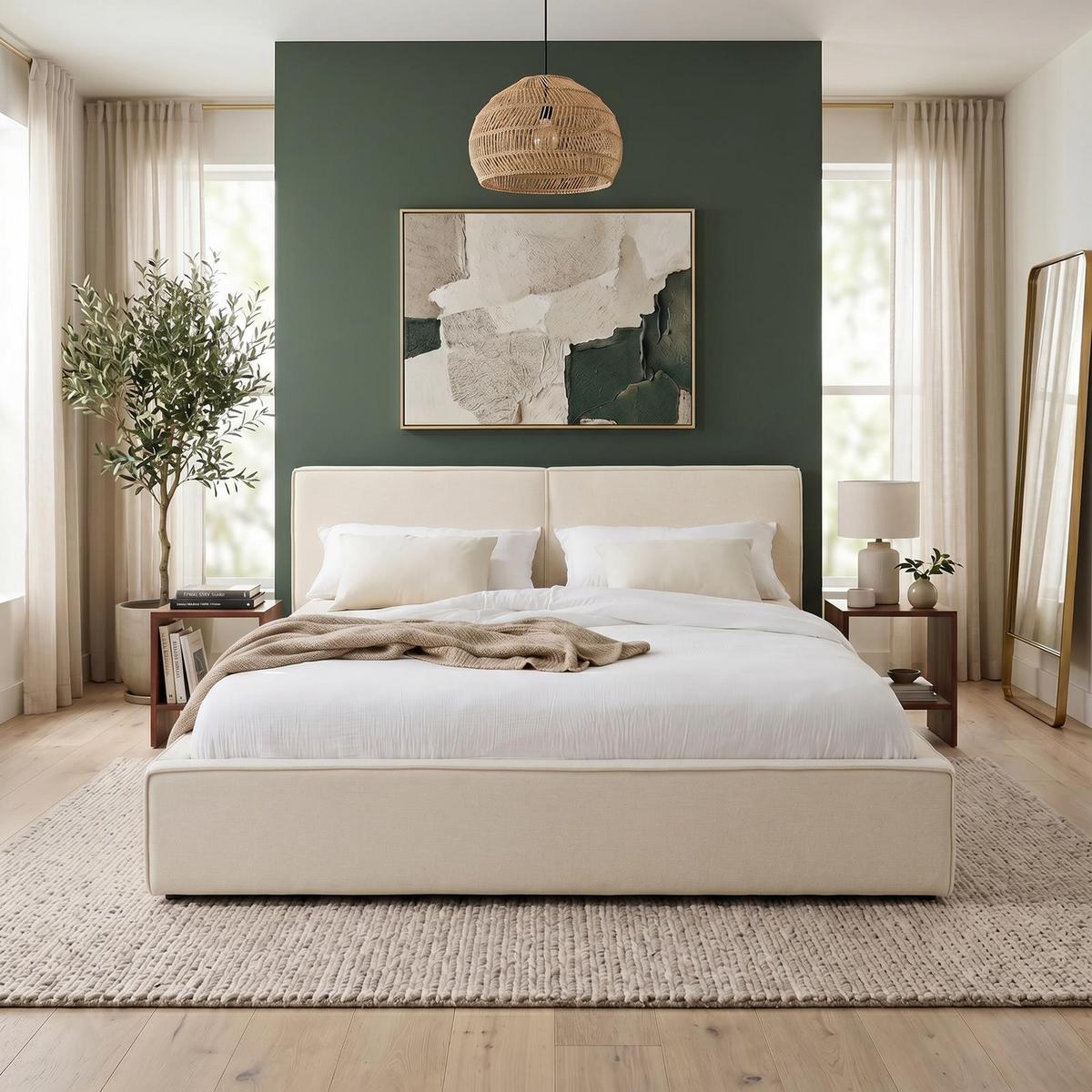 POLSTERBETT CALM 180x200 cm cremeweiß - Creme, Textil (180/200cm) - IDIMEX