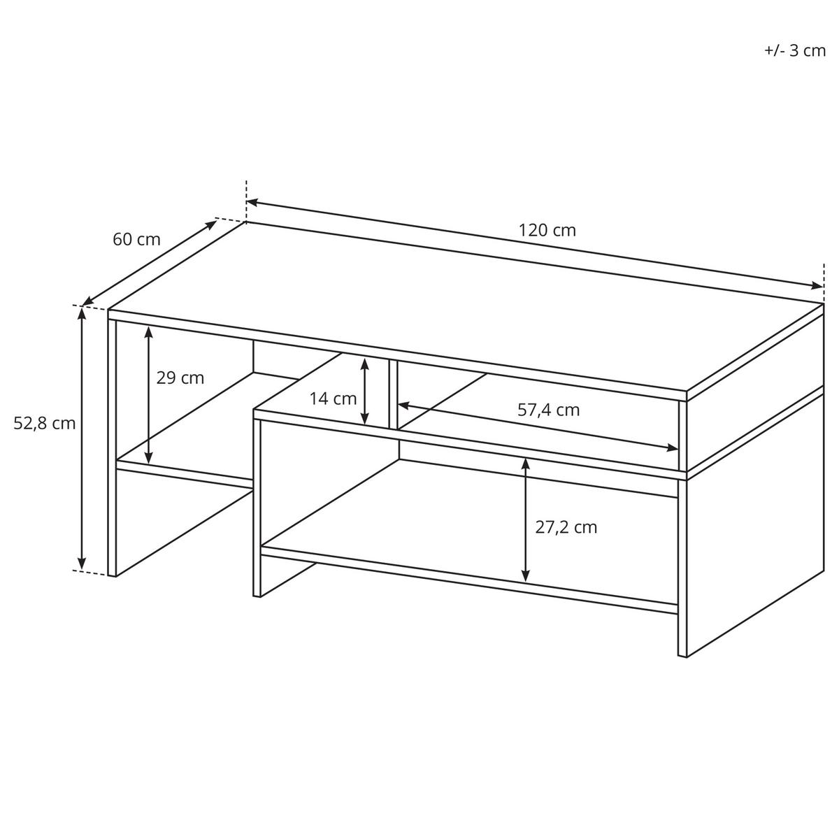 COUCHTISCH ALBINA 120/53/60 cm Eichefarben - Eichefarben, Holzwerkstoff (60/120/53cm) - MASSENO