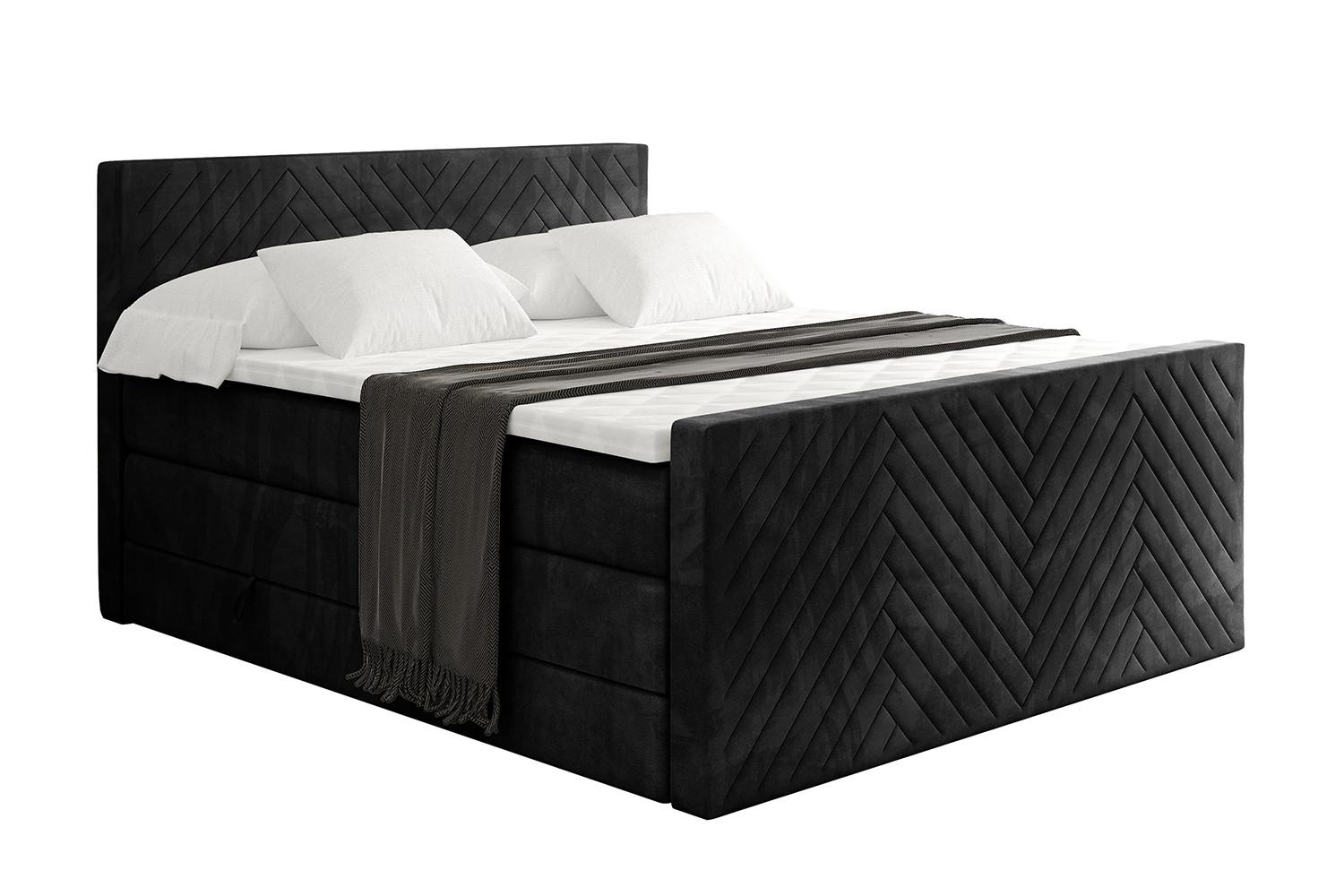 BOXSPRINGBETT mit Matratze und Lattenrost - VEXA-Z KING-200x200 - Schwarz Casablanca - Schwarz, Holzwerkstoff (200/200cm) - ALTDECOR