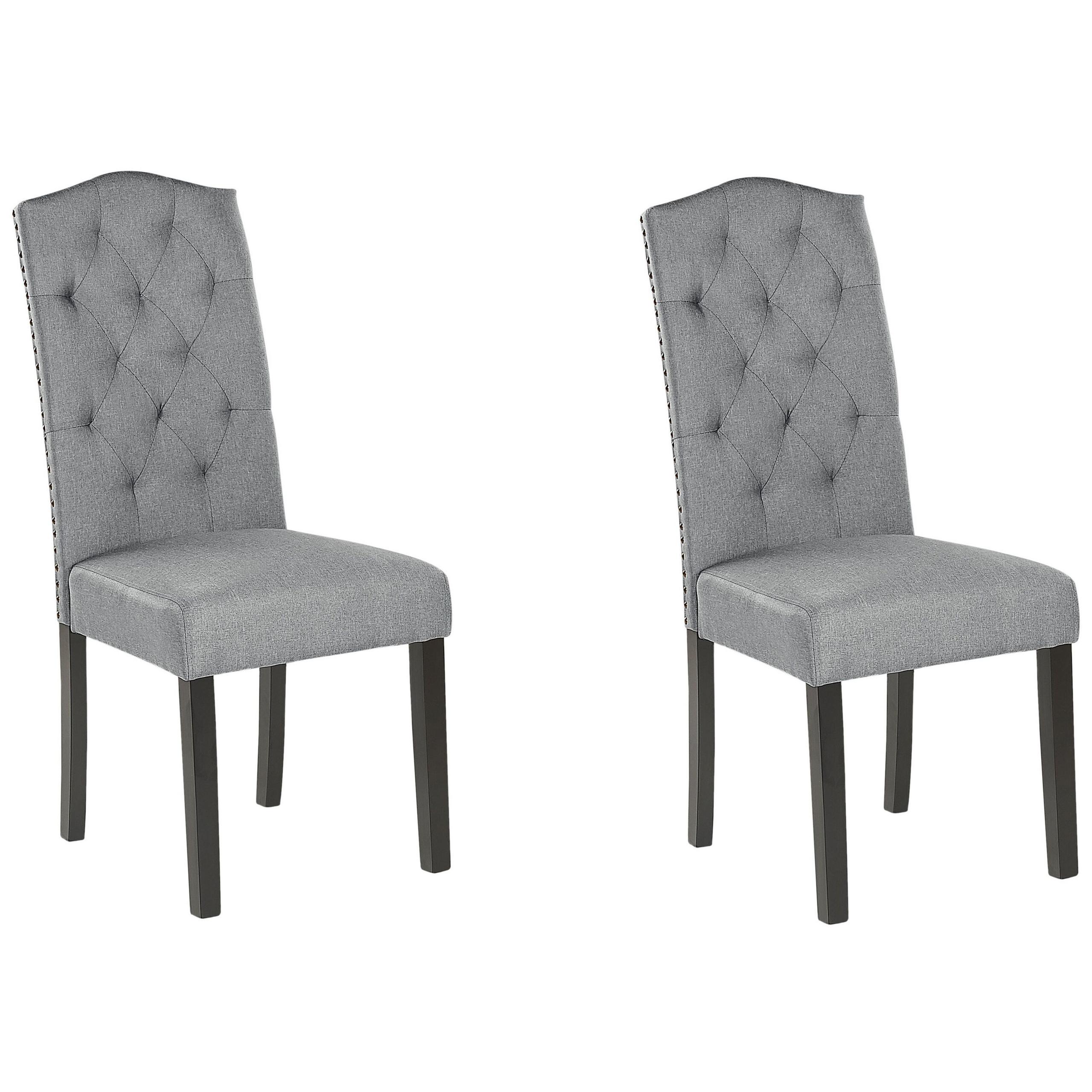 ESSZIMMERSTUHL 2er-Set Polsterbezug Grau Shirley - Grau, Holz/Textil (46/103/60cm) - Beliani