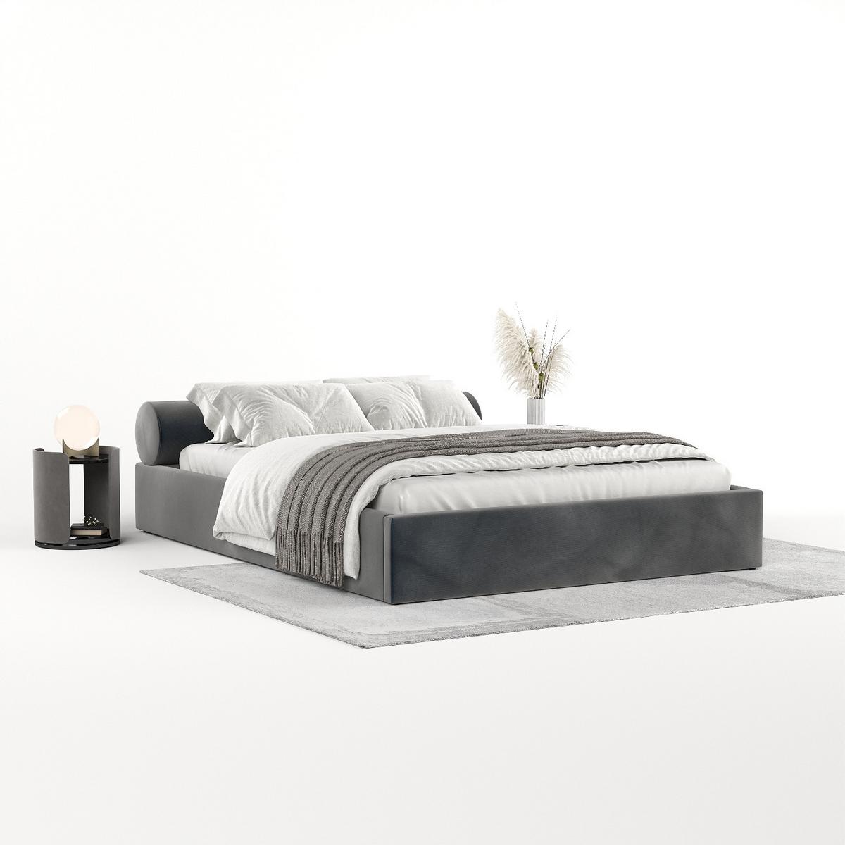POLSTERBETT Solvo mit Stauraum 180/200 cm Anthrazit im Paros Stoff - Anthrazit/Schwarz, Holz/Holzwerkstoff (180/200cm) - AltaBeds