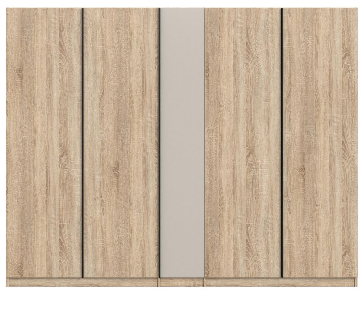 KLEIDERSCHRANK Eiche Sonoma, Kaschmir 5-türig 230 x 183 cm, Drehtürenschrank mit viel Stauraum - Kaschmir/Eichefarben, Holzwerkstoff/Kunststoff (230/183/53cm) - Inn.Furn
