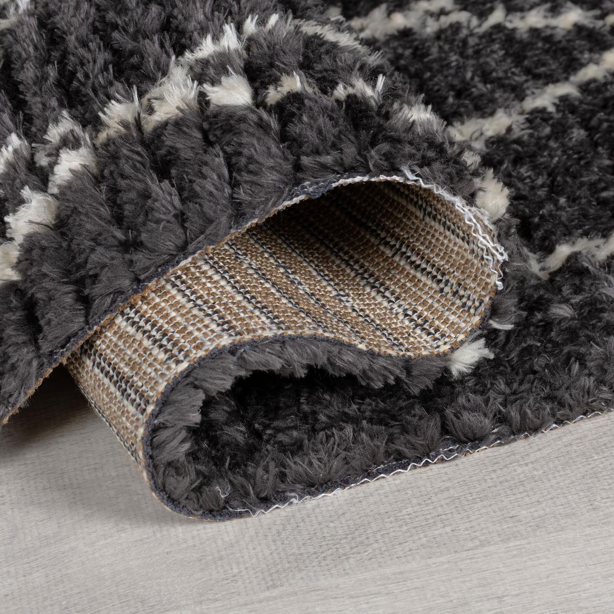 TEPPICH mit Fransen SWALE, geometrisch, Schwarz-Weiß, 120 x 170 cm - Schwarz, Textil (170/120cm) - KADIMA DESIGN